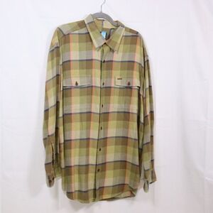 Orvis Plaid Flannel Shirt XL Green Mens‎ Long Sleeve Cotton Button Up
